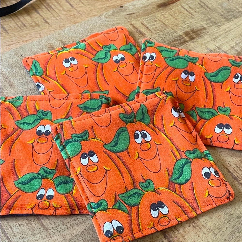 Handmade Sugar Skull/Pumpkin Set of 4 Coasters!